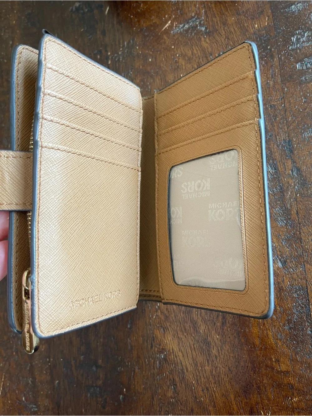 Michael Kors Gold Metallic Signature Card Holder Wallet